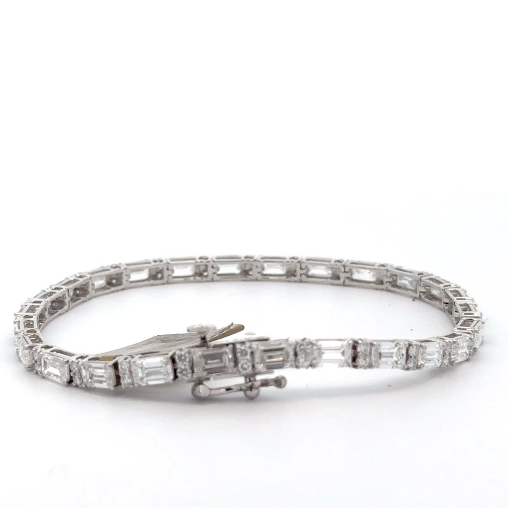 14k White Gold Lab Grown/CVD Tennis Elegant Silver Bracelet.